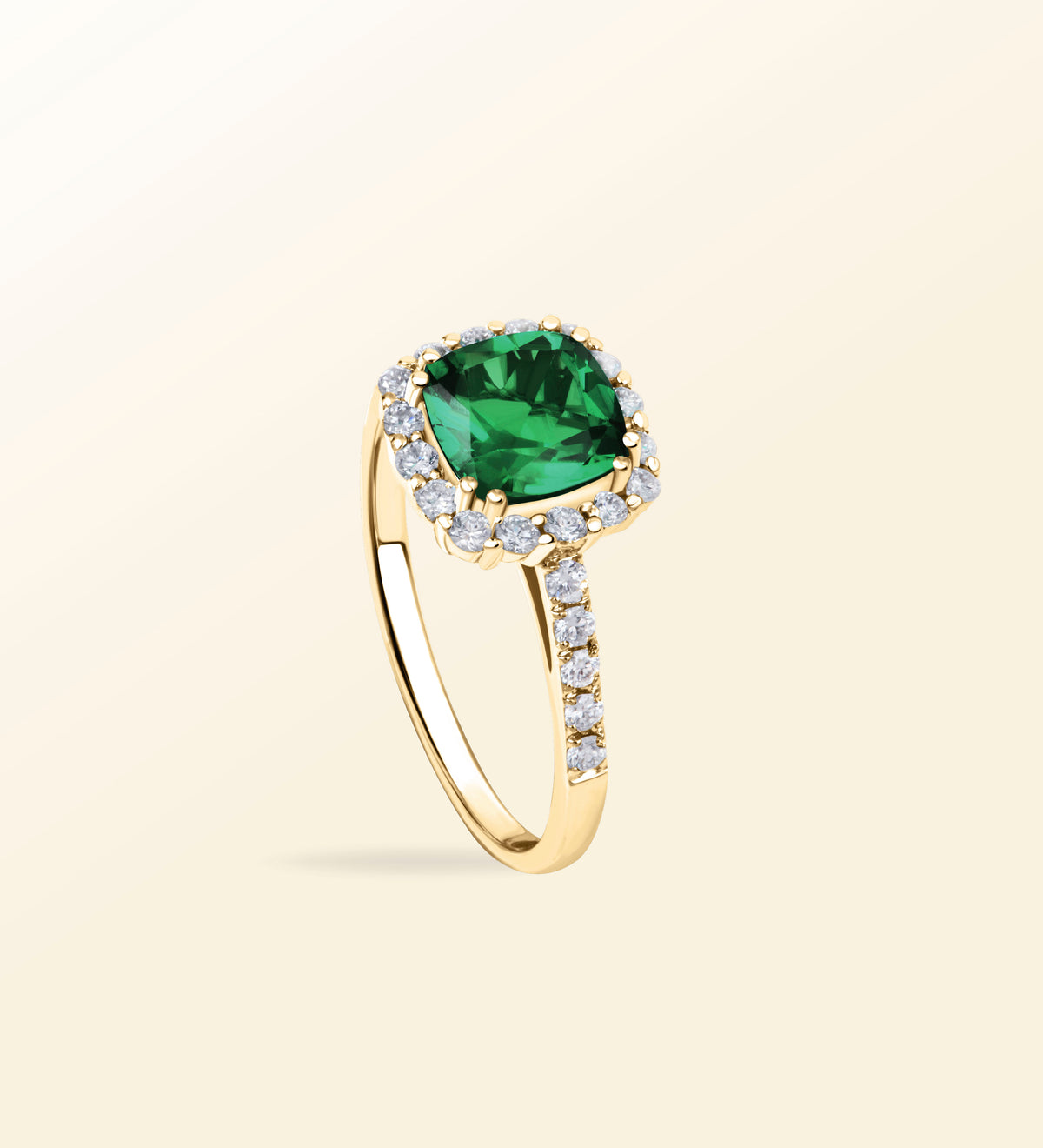 Bague Viva – Émeraude Halo