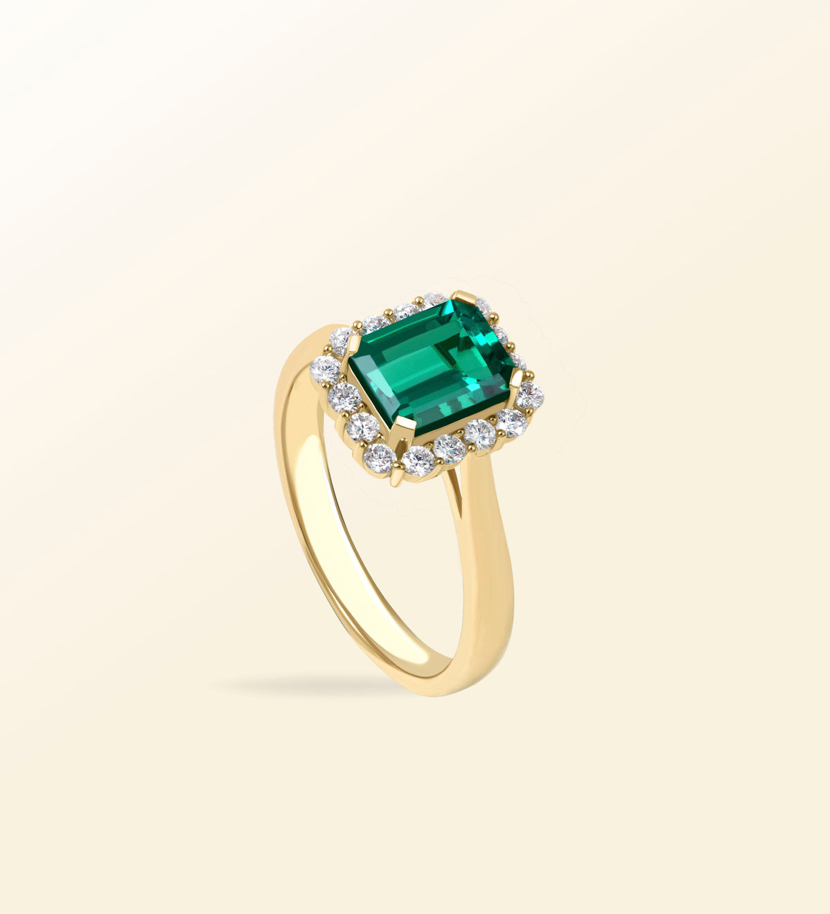 Bague Lumina – Émeraude Halo