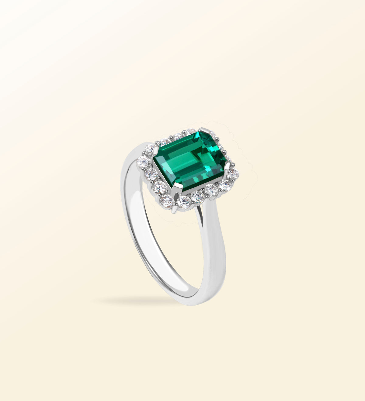 Bague Lumina – Émeraude Halo