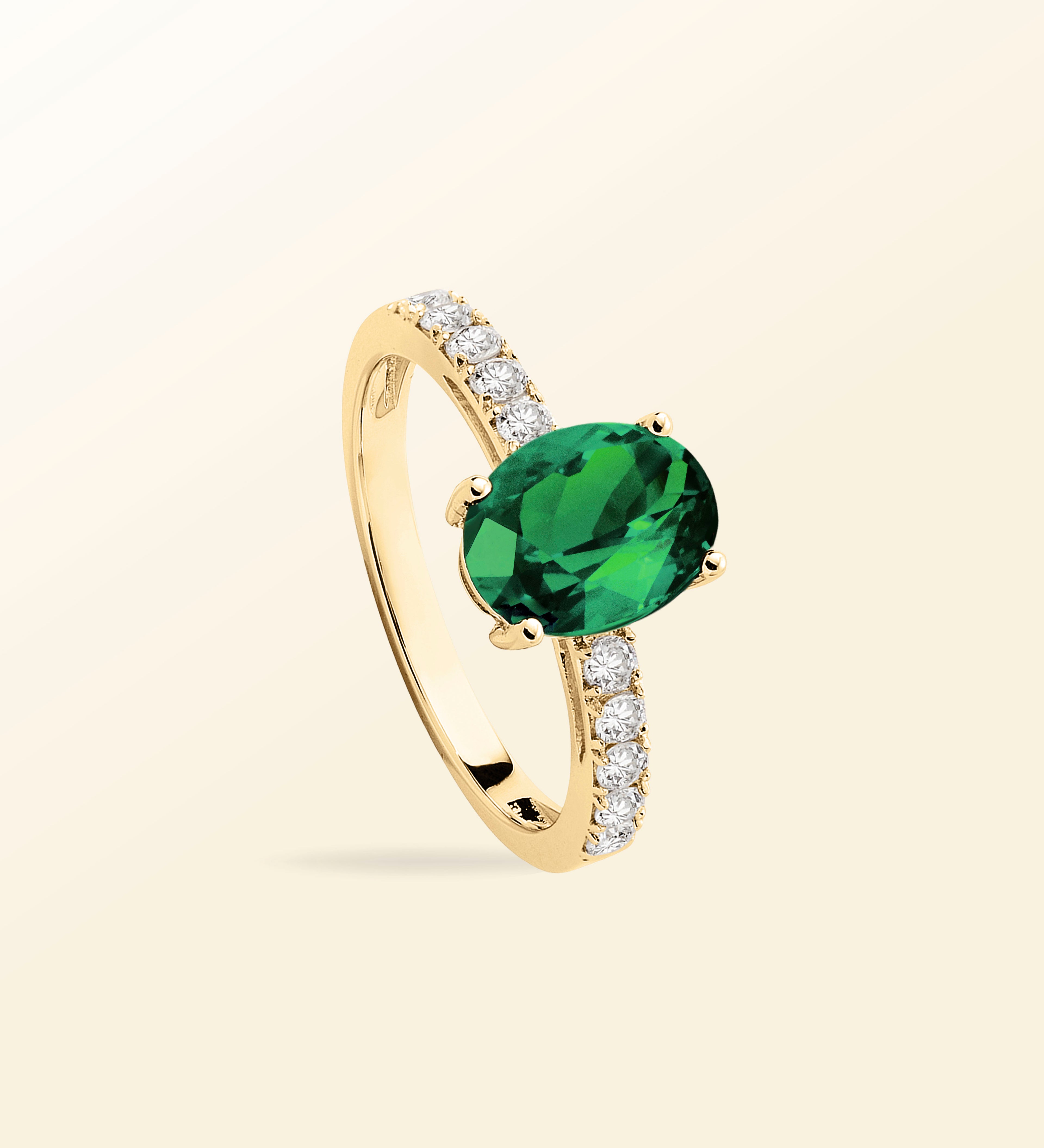 Bague Olivia – Émeraude Solitaire accompagné