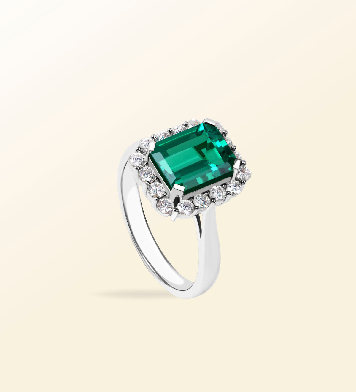 Bague Lumina – Émeraude Halo