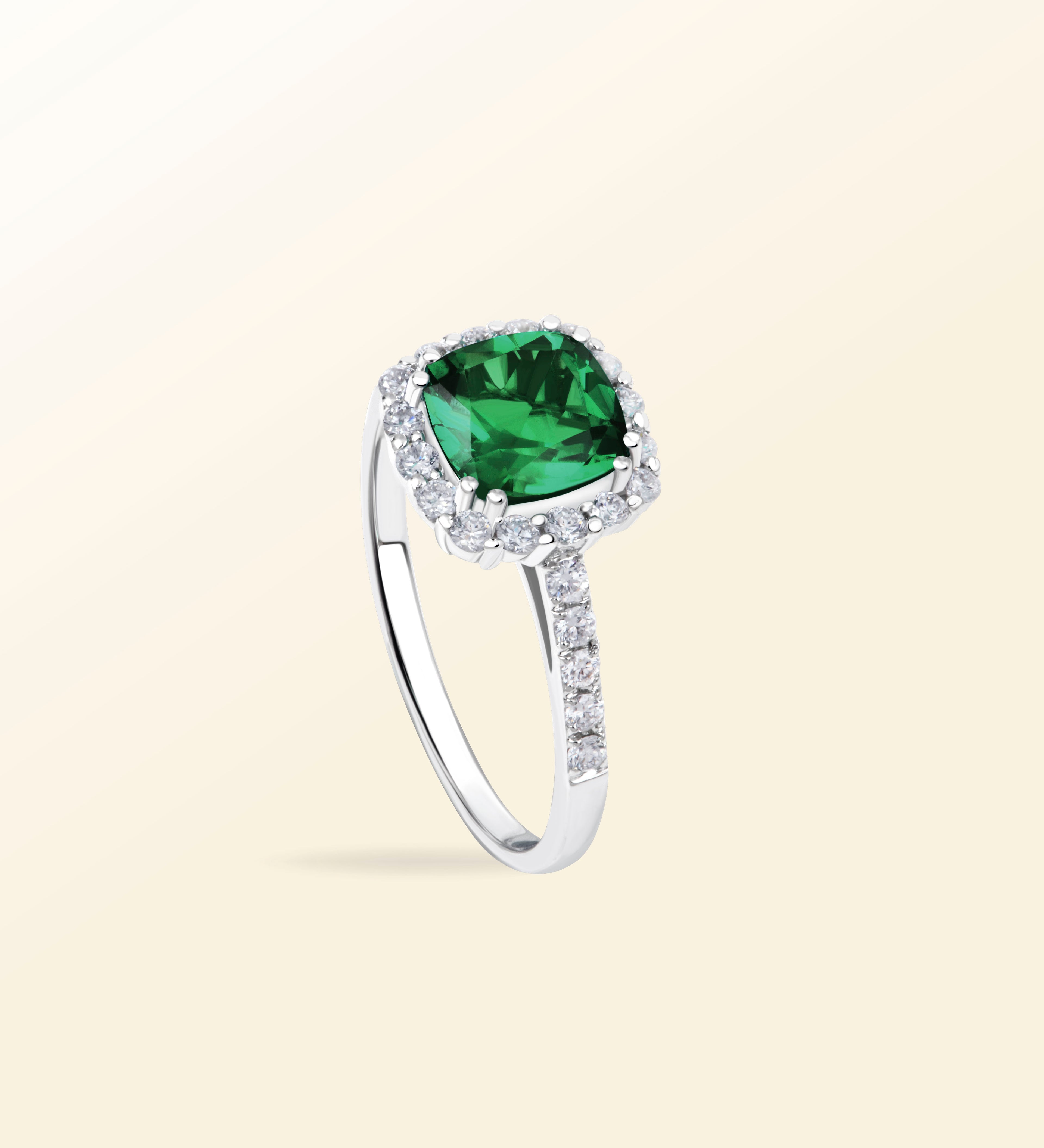 Bague Viva – Émeraude Halo