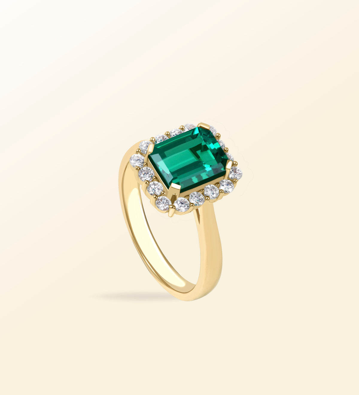 Bague Lumina – Émeraude Halo
