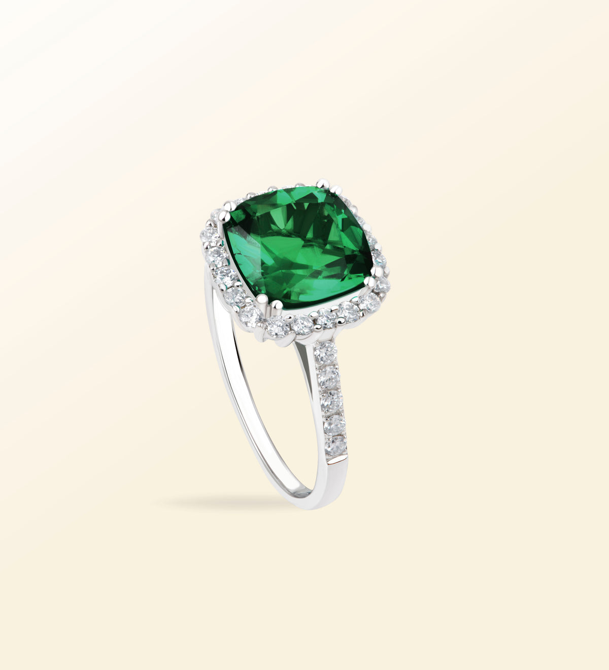 Bague Viva – Émeraude Halo