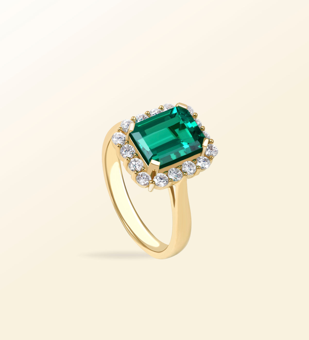 Bague Lumina – Émeraude Halo